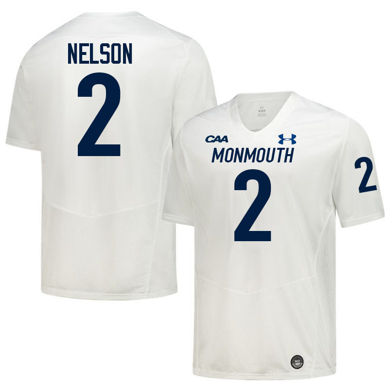 Monmouth Hawks #2 Gavin Nelson College Football Jerseys,Uniforms-White